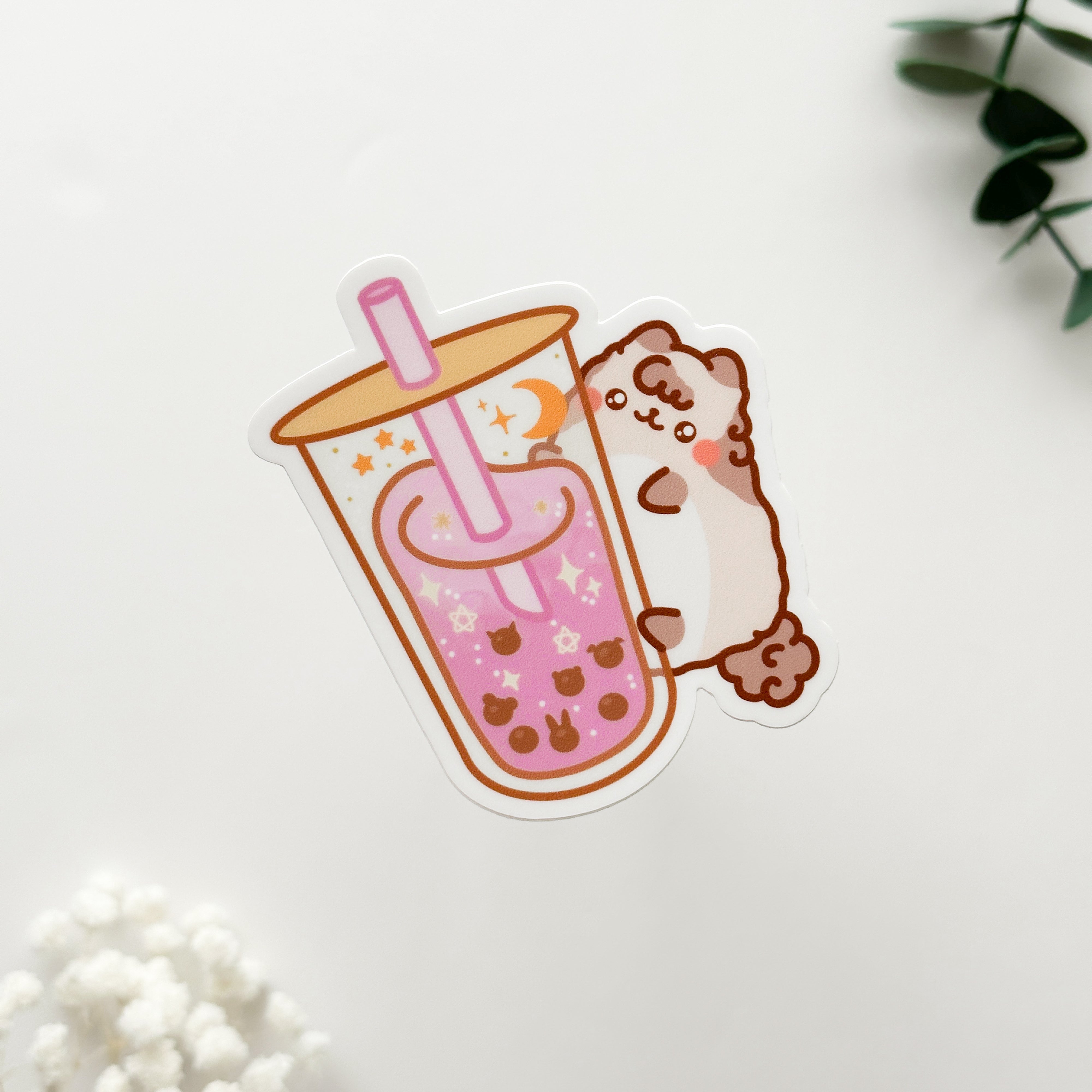 Milkie With Taro Boba Vinyl Sticker Milkteanco