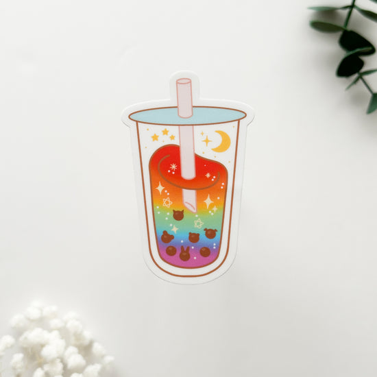 Boba Tea Vinyl Sticker | Rainbow Pride LGBTIQA+ Flavour