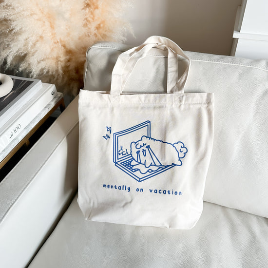 Canvas Tote Bag - Mentally on Vacation [Blue]